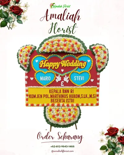 Karangan Papan Bunga Pernikahan di Pekayon